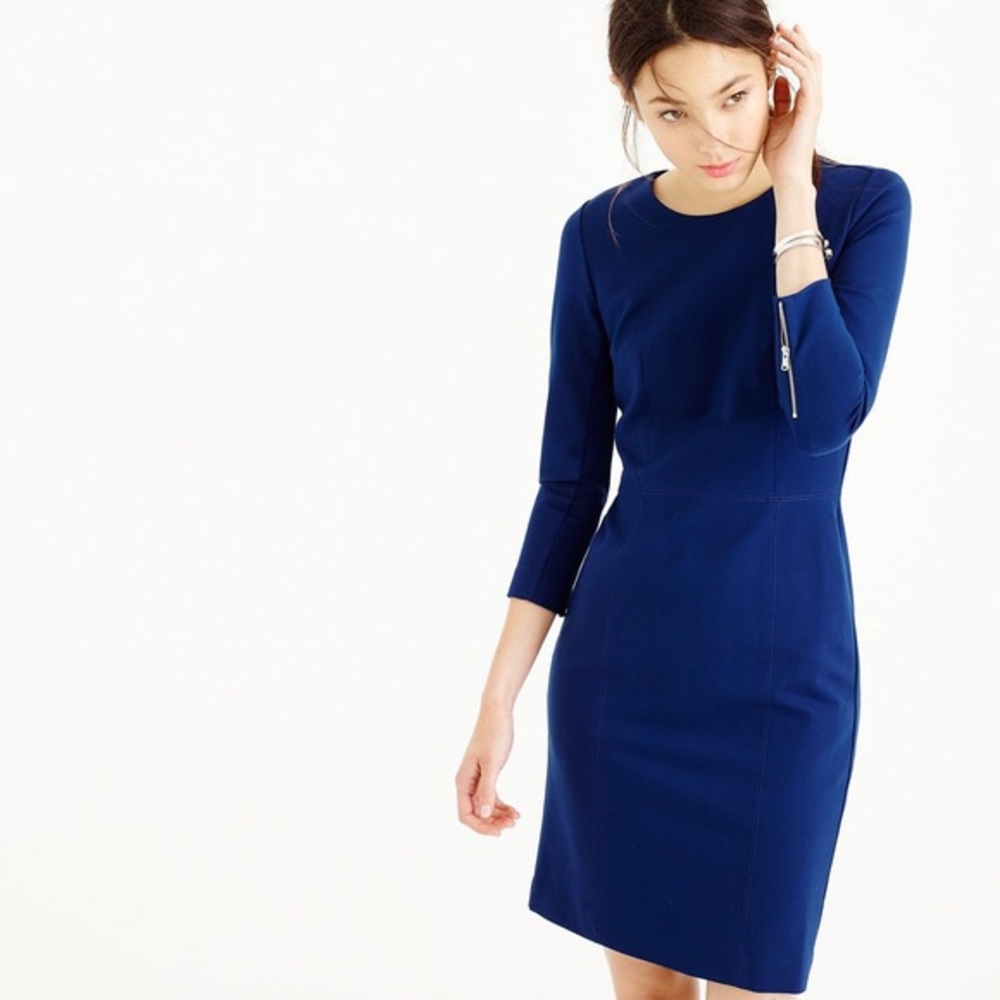J. Crew Navy 3/4 Sleeve Ponte Sheath Dress